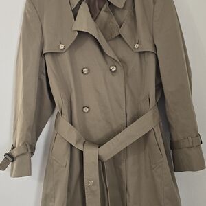 Vintage Korean Trench Coat 44 Short Beige Belted Double Breasted Men